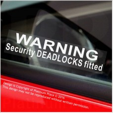 5 x Warning Security DEADLOCKS Fitted-Window Stickers-87x20mm-Car,Van,Boat,Lorry,Bus,Taxi,Bike,Home,Office,Business Security Signs 